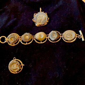 Sterling and blue agate Pendant and matching bracelet